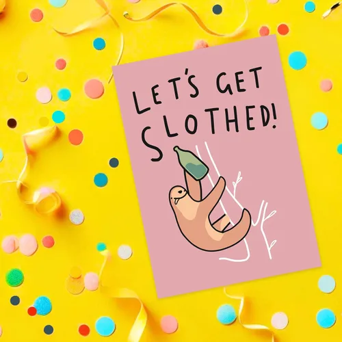 Vista 5 de Funny Animal Themed Birthday Cards Quirky Illustrated Animal Themed Birthday Cards For Friends and Family (Let's Get Slothed Birthday Card)