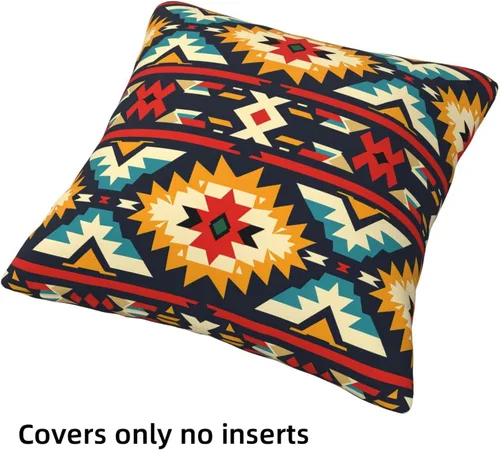 Vista 6 de Southwestern - Juego de 4 fundas de almohada de 18 x 18 pulgadas, almohadas decorativas geométricas aztecas bohemias para sofá, fundas de cojín