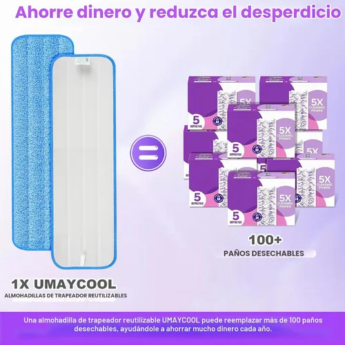 Vista 5 de Paquete de 3 almohadillas reutilizables para mopa Swiffer PowerMop, súper absorción, limpieza de suelos de madera dura multisuperficie, lavables a