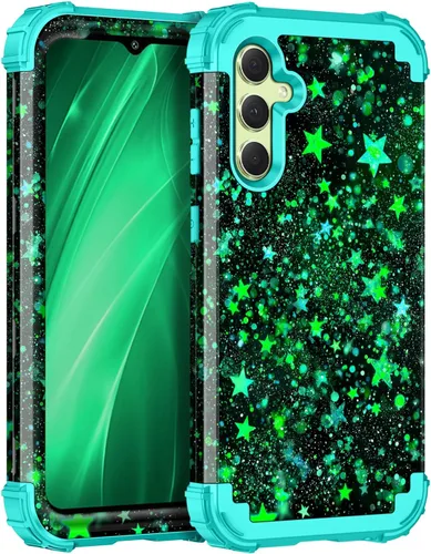 Vista 31 de Miqala Funda para Galaxy A14 5G, que brilla en la oscuridad, tres capas, resistente, a prueba de golpes, protección completa, parachoques