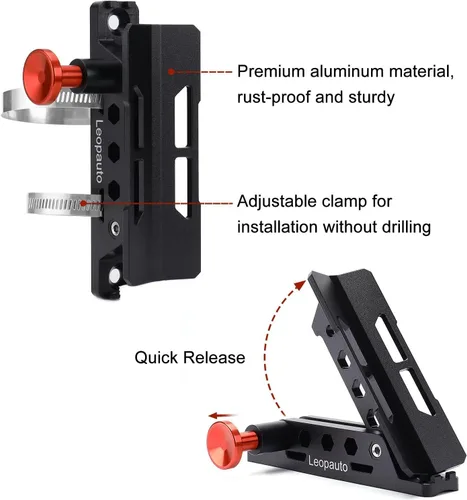 Vista 3 de Soporte universal para extintor de incendios, barra de liberación rápida, color negro Leopauto Fire Extinguisher Bracket Holder with 8 Clamps