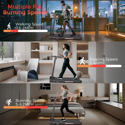 Vista 5 de Cinta de correr para el hogar, caminadora con barra de mango – Cinta de correr plegable portátil de 3.0 HP, capacidad de peso de 350 libras