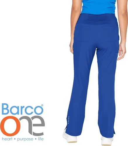 Vista 2 de BARCO One Pantalón de uniforme médico de pierna recta tipo cargo con 4 bolsillos para mujer