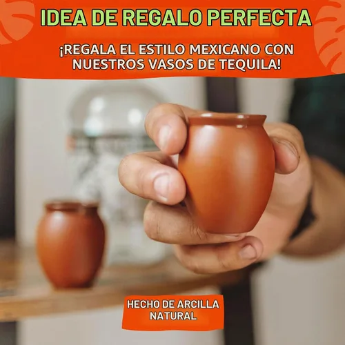 Vista 7 de Mini vasos de arcilla de 2 onzas, vasos de chupito de tequila, Cantaritos de Barro Mexicanos para tequila, margaritas, mojitos y más, vasos