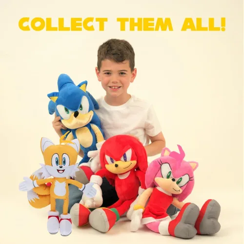Vista 6 de Sonic The Hedgehog Anime Knuckles The Echidna - Almohada de peluche para niños, súper suave y acogedora, 18.50 pulgadas de alto, (producto oficial)