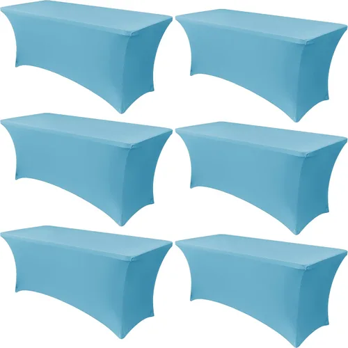 Vista 13 de Obstal Paquete de 6 Fundas de Mesa Elásticas de Spandex para Mesas de 6 Pies - Mantel Rectangular Universal Ajustado de 6 Pies Protector para Bodas