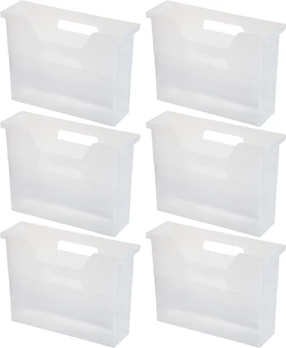Vista 11 de IRIS USA Paquete de 6 cajas de archivos de escritorio pequeñas con tapa Transparente