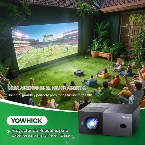 Vista 6 de Proyector para exteriores con WiFi y Bluetooth, 1500 ANSI/Compatible con Netflix Dolby Audio Smart Projector, proyector de película 4K para cine