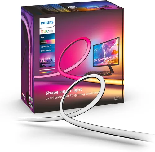 Vista 9 de Philips Hue Tira de luz LED de PC con degradado de ambiente blanco y de color para monitores de 24 a 27 pulgadas, requiere Hue Hub, compatible