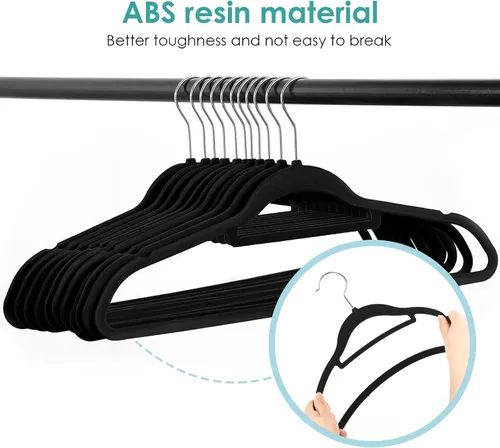 Vista 4 de 30 perchas de terciopelo negro + 6 perchas negras para pantalones