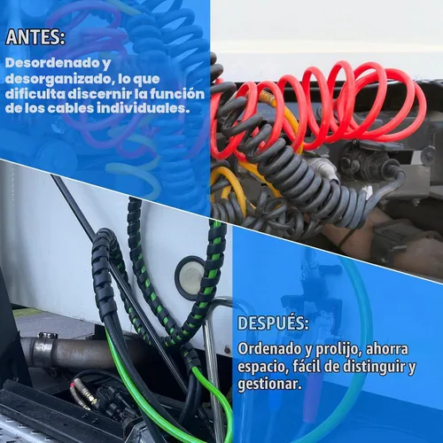 Vista 6 de Kit de manguera de aire ABS y energía 3 en 1 de 15 pies, envuelve línea eléctrica de 7 vías líneas de aire de goma para remolque de tractor semi