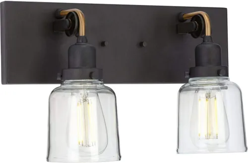 Vista 31 de Progress Lighting Rushton Collection - Lámpara de tocador de baño de cristal transparente (1 lámpara), níquel cepillado
