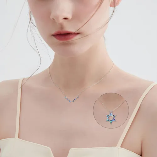 Vista 3 de AXELUNA Collar con dije de estrella de David de plata de ley con diseño de mariposa magnética plegable hexagonal para mujer