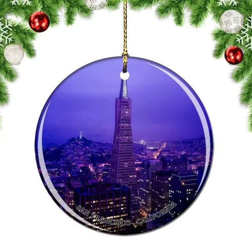 Vista 19 de California San Francisco 16 Avenue Tiled Steps USA Christmas Tree Ornamento Decoración Colgante Colgante Decoración Ciudad Viaje Souvenir Colección