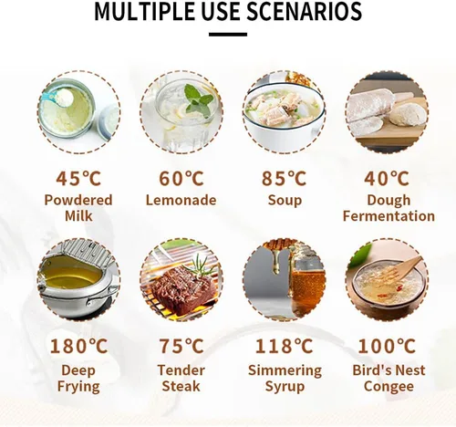 Vista 6 de Termómetro digital para carne de alimentos, LCD ABS Shell sonda de acero inoxidable sonda plegable para cocina, barbacoa, parrilla, probador