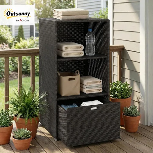 Vista 2 de Outsunny Valet - Toallero impermeable para bañera de hidromasaje, color Marrón Oscuro