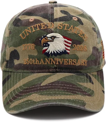 Vista 9 de Gorra del 250º Aniversario de EE. UU. Estados Unidos Gorra del Aniversario de 250 Años Americano con Bordado Patriótico de Águila Gorra de Béisbol