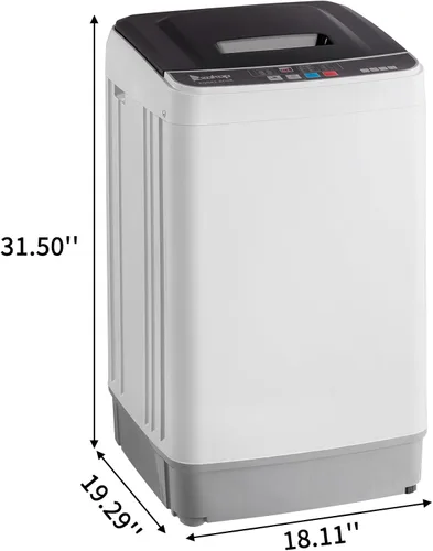 Vista 6 de Lavadora portátil de 17.8 libras, máquina de lavandería eléctrica completamente automática con tambor de acero inoxidable, lavadora compacta