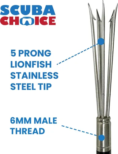 Vista 4 de Scuba Choice - Lanza de mano de viaje de aluminio con bolsa de transporte (3 piezas), 6.5 pies