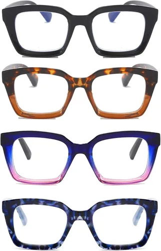 Vista 11 de DXYXYO Blue Light Blocking Reading Glasses for Women Oversized Computer Readers Retro Fashion Square
