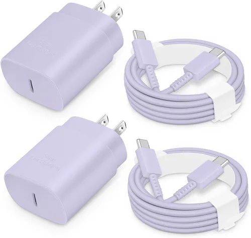 Vista 8 de Bloque de Carga Rápida USB-C de 25W con Cable C a C [Compatible con PD PPS] para Galaxy S24/S23/S22, Pixel 8/7, Z Flip 5, iPhone 17/16/15 - Cargador