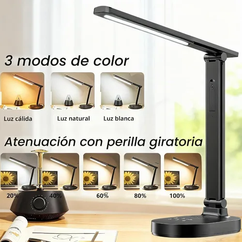 Vista 6 de Monitor de bebé inteligente WiFi con cámara, lámpara de escritorio para el cuidado de los ojos con 5 brillo, monitores de bebé 2k HD, conversación
