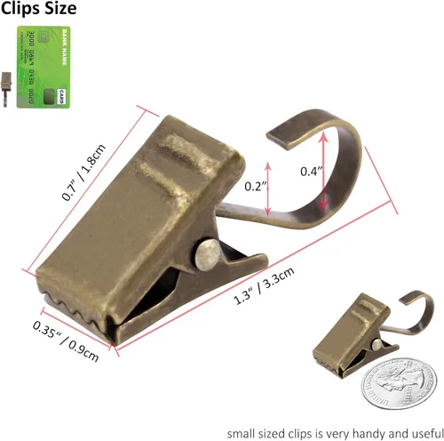 Vista 2 de BIHRTC Paquete de 25 mini clips para cortinas, ganchos para cortinas, clips para varillas, clips para luces, ganchos en S de acero inoxidable