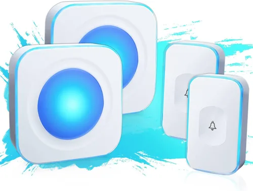 Vista 11 de Timbre inalámbrico para el hogar, timbre con discapacidad auditiva, 2 botones y 3 receptores, luz intermitente, timbre inalámbrico para oficina