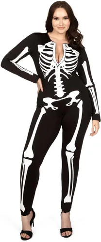 Vista 6 de Tipsy Elves Form Fitting & Flattering Skeleton Bodysuit for Halloween - Women's Skeleton Costume
