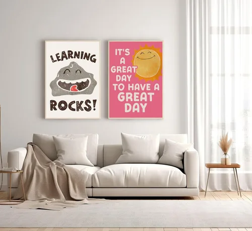 Vista 8 de 9 piezas de arte de pared con citas inspiradoras coloridas motivacionales positivas para el aula, imágenes de mentalidad de crecimiento, profesor