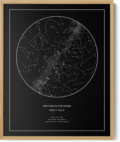 Vista 13 de CELESTORY Mapa de estrellas personalizado enmarcado con impresión nocturna del cielo, mapa de constelación, carta estelar, regalo de arte de pared