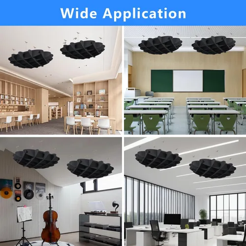 Vista 9 de Panel acústico de gofres para techo, paneles acústicos POOMEL absorbentes de sonido, gran panel de reducción de ruido colgante, difusores de sonido