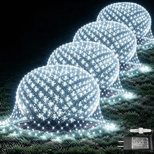 Vista 14 de Pooqla Luces de red solar, 10 x 10 pies, 280 luces LED de red para cenador al aire libre con 8 modos, funciona con energía solar y USB, impermeable