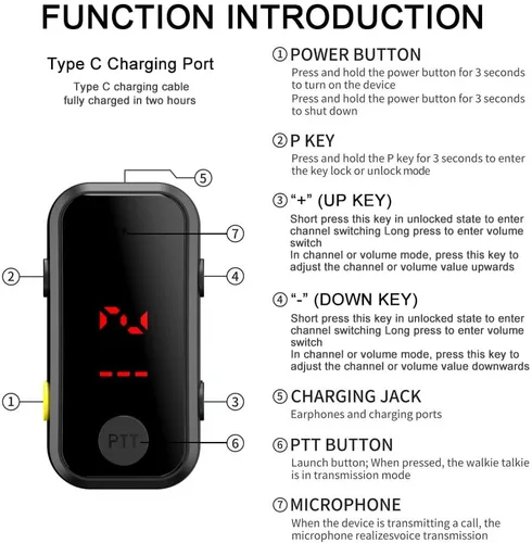 Vista 4 de Super Mini Walkie Talkies Pro con impermeable, radio bidireccional con auriculares para adultos, al aire libre, senderismo, béisbol, restaurante