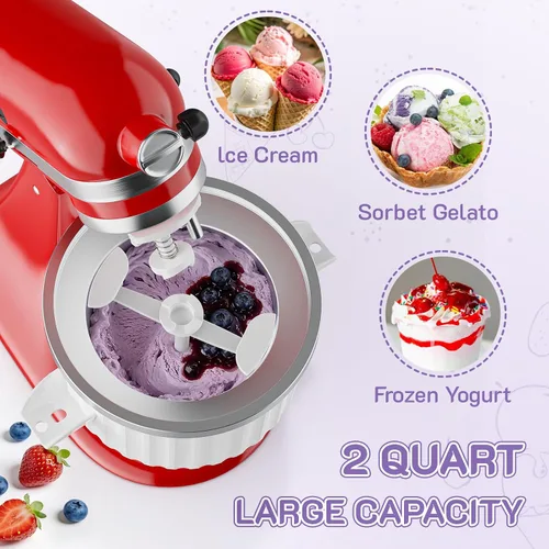 Vista 3 de Accesorio para máquina de helados KitchenAid para batidora de pie, se adapta a mezcladores KitchenAid de 4.5 cuartos de galón y más grandes, tazón