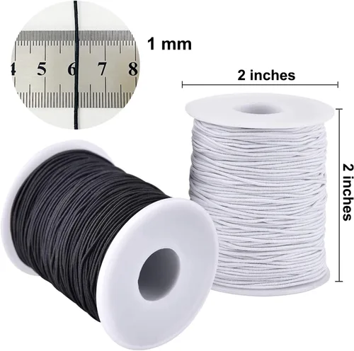 Vista 2 de LUSTEMBER Cuerda elástica para pulseras, 2 rollos de 0.039 pulgadas (0.039 in), cuerda elástica resistente para la fabricación de joyas, collares