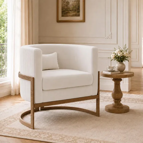 Vista 16 de Silla Decorativa de Terciopelo Dorado Silla Moderna de Barril Sillas Tapizadas con Brazos para Dormitorio, Sala de Estar, Sofá, Sillas de Club