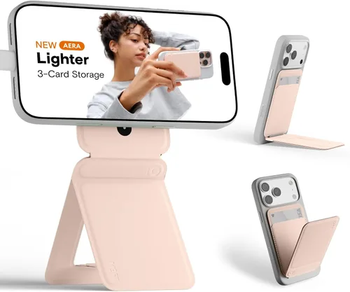 Vista 36 de MOFT Soporte de trípode para teléfono para iPhone, soporte para iPhone multiángulo, soporte para teléfono ligero y portátil, imanes fuertes, cuero