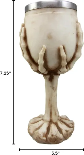 Vista 6 de Ebros Gift Osario Esqueleto agarrando garra de mano edificante cráneo cráneo copa de vino Copa de cáliz 6 oz Beverage Serveware Drinkware Halloween