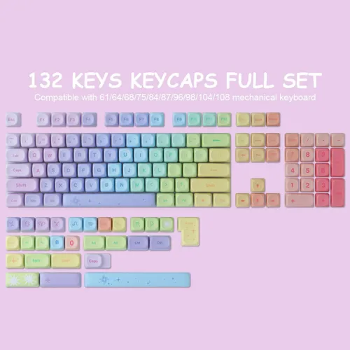 Vista 2 de Hyekit Teclas PBT, bonitas teclas Kawaii para teclados mecánicos Cherry MX 13