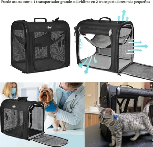 Vista 5 de Wakytu Transportador de mascotas 2 en 1 para gatos y perros, transportador