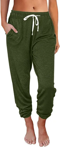 Vista 2 de SMIDOW Womens Baggy Sweatpants with Pockets Drawstring Elastic Waist Cropped Jogger Running Pants Comfy Lounge Capris