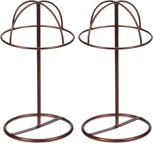 Vista 7 de uxcell Soporte de exhibición de metal para sombreros, paquete de 2 soportes independientes para sombreros de mesa y pelucas, para gorra de béisbol
