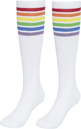 Vista 6 de KONY Calcetines altos de algodón a rayas de colores arcoíris hasta la rodilla para mujer, 13 pares, cómodos, para mantenerse en marcha, el mejor