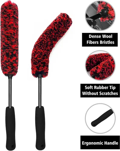 Vista 8 de YeewayVeh 4Pack Kit de Limpieza de Ruedas de Coche, Cepillo de Rueda Flexible y Cepillo Limpiador de Llanta de Microfibra, Cepillo de Neumáticos