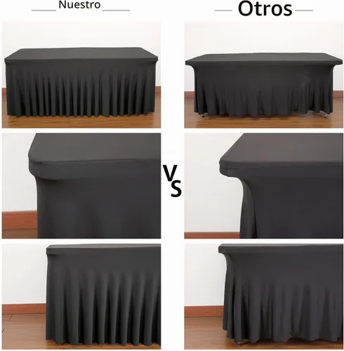 Vista 6 de PARTISKY - Mantel de elastano negro para mesas rectangulares de 4 pies, cubierta de mesa elástica para mesas plegables, bodas, fiestas, banquetes