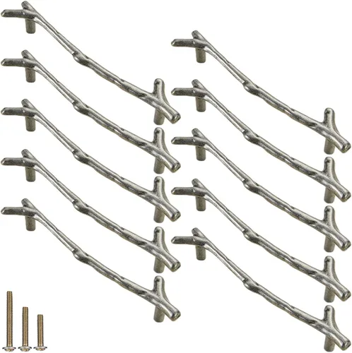 Vista 24 de 4 Piezas Tiradores de Rama Vintage Pomos de Gabinete Rama de Árbol Manija de Tirador, 3.8" CC Manija de Cajón de Aleación de Zinc para Casa de Campo
