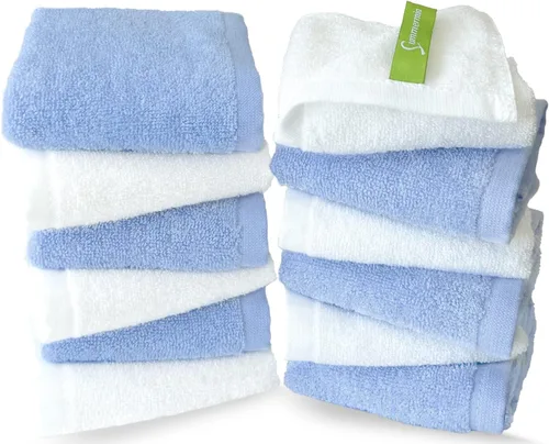 Vista 17 de Paquete de 12 paños de 13 x 13 pulgadas, extra absorbentes, suaves, multiusos, para lavar ropa y cara (azul)