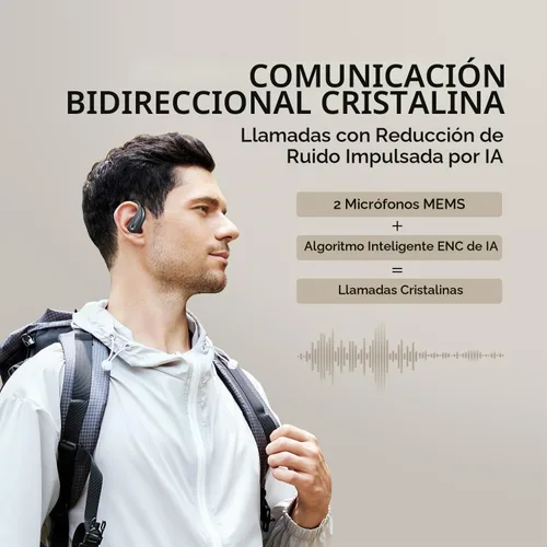 Vista 7 de 1MORE S50 Fit - Auriculares abiertos, auriculares Bluetooth inalámbricos Bluetooth 5.3 con 4 micrófonos, auriculares ligeros con ganchos
