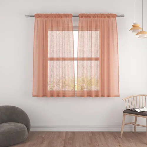 Vista 67 de UPOPO Paneles de Cortina Beige Pequeños Cortinas Transparentes de Gasa de 16 Pulgadas de Largo Cortinas de Cocina de Voile con Textura de Lino